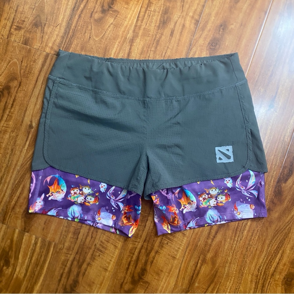 3/$25 Valve Dota 2 Women's Activewear Gray Perforated Anime Gaming Shorts Size L